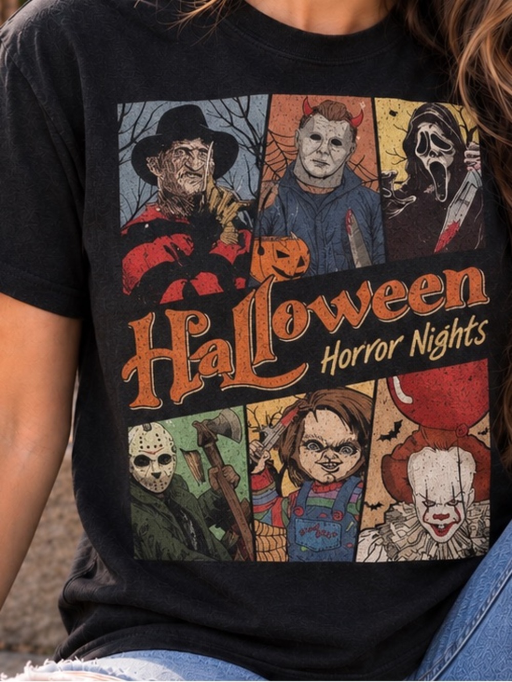 Retro Horror Characters Halloween T- Shirt Unisex Horror Movies